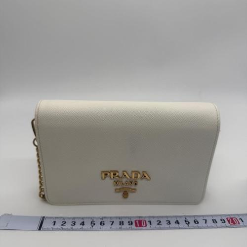 Prada White Saffiano Leather Crossbody Bag
