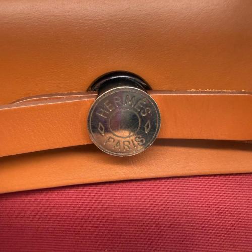Hermès Red Canvas And Leather Herbag Zip Shoulder Bag photo 3
