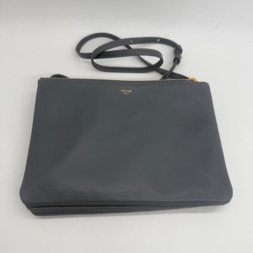 Celine Grey Leather Trio Bag in Smooth Lambskin