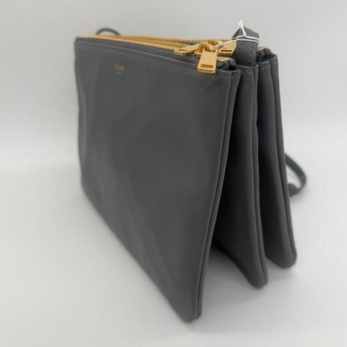 Celine Grey Leather Trio Bag in Smooth Lambskin photo 4