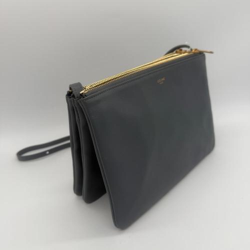 Celine Grey Leather Trio Bag in Smooth Lambskin photo 5
