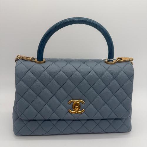 Chanel Blue Quilted Leather Top Handle Bag photo 2