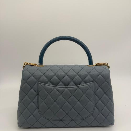 Chanel Blue Quilted Leather Top Handle Bag photo 3