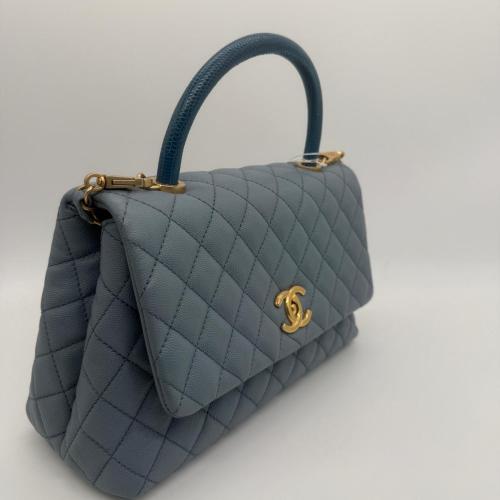 Chanel Blue Quilted Leather Top Handle Bag photo 5