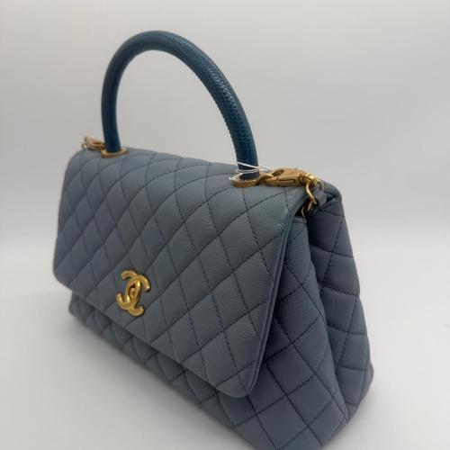 Chanel Blue Quilted Leather Top Handle Bag photo 6