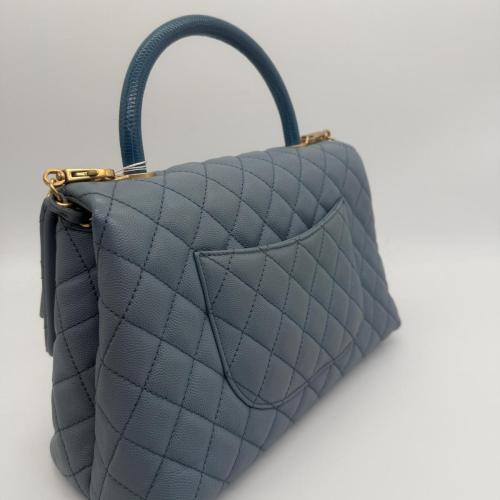 Chanel Blue Quilted Leather Top Handle Bag photo 7