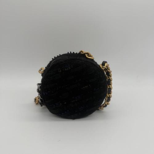 Chanel Black Tweed Chanel 19 Round Clutch with Chain photo 2