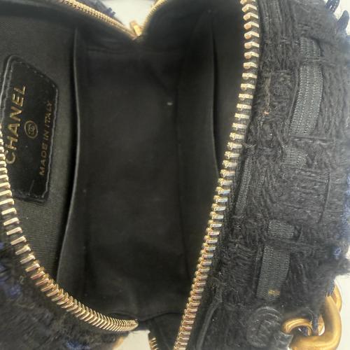 Chanel Black Tweed Chanel 19 Round Clutch with Chain photo 6