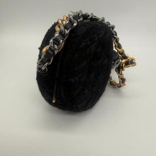 Chanel Black Tweed Chanel 19 Round Clutch with Chain photo 8