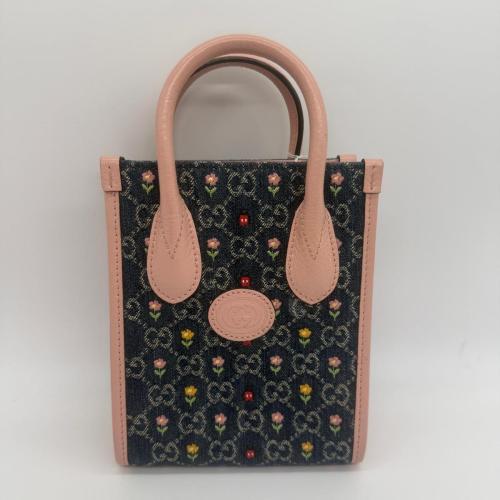 Gucci GG Denim Flowers Tote photo 2