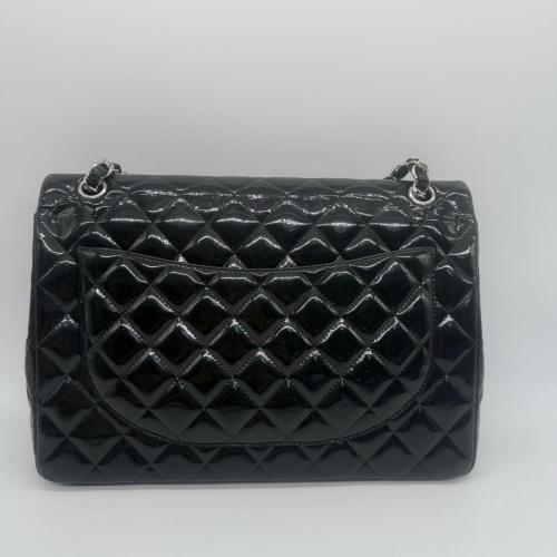 Chanel Black Quilted Patent Classic Flap Bag Black photo 2