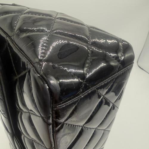 Chanel Black Quilted Patent Classic Flap Bag Black photo 3