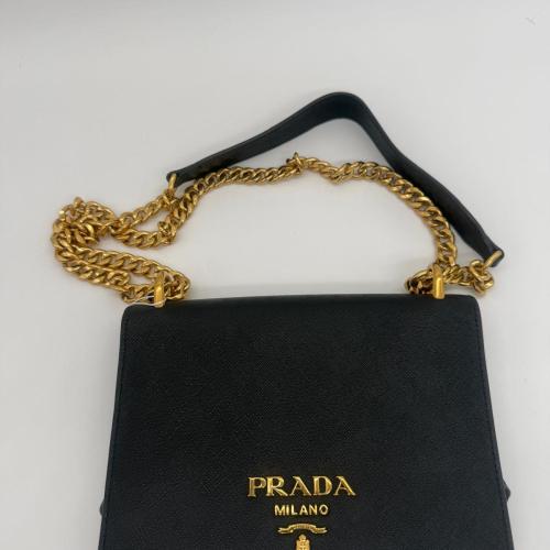Prada Black Saffiano Leather Chain Crossbody Bag