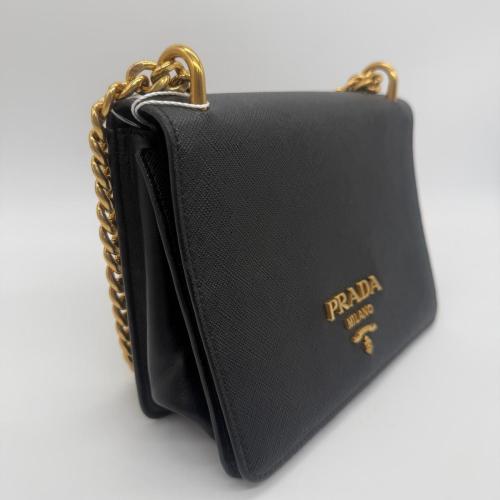 Prada Black Saffiano Leather Chain Crossbody Bag photo 3