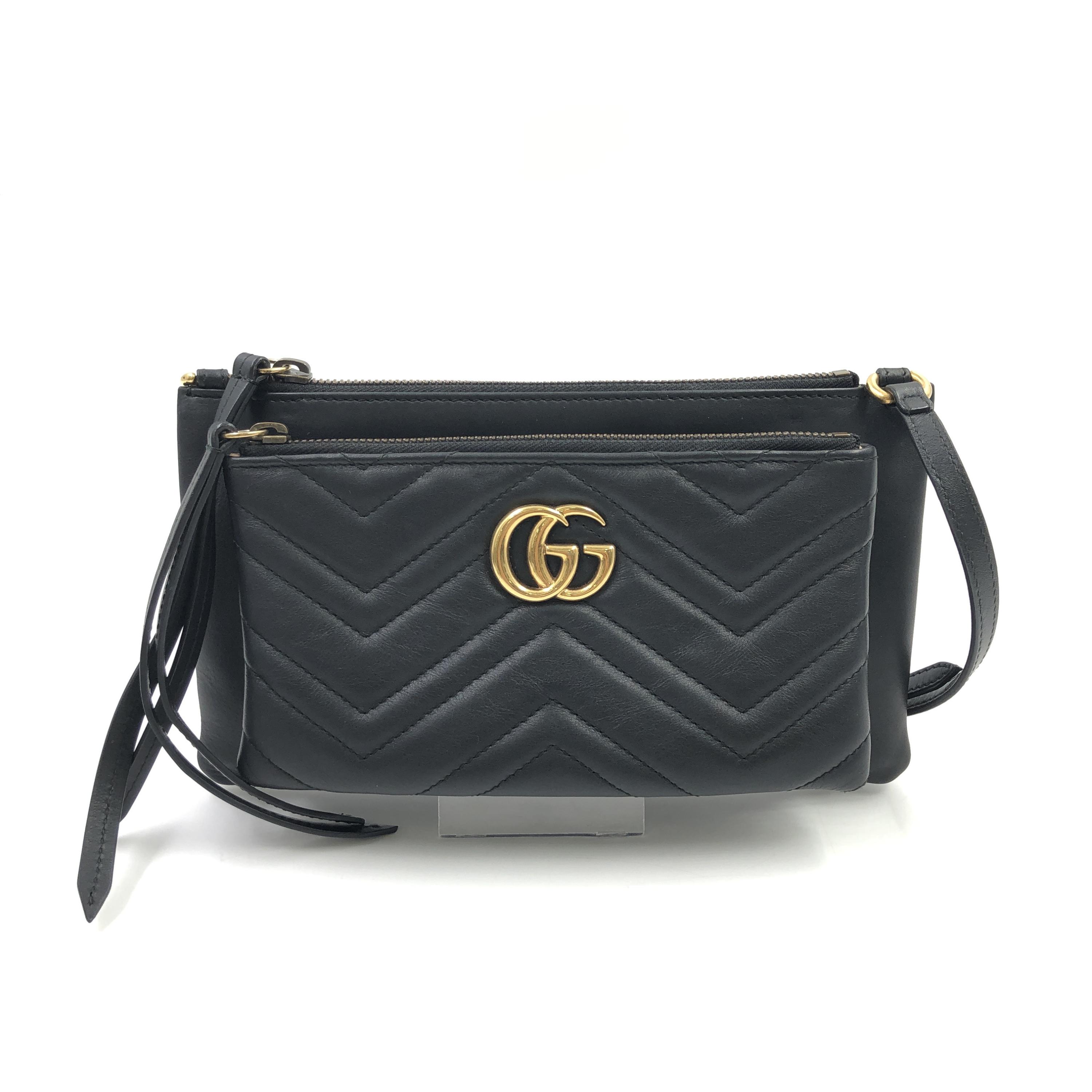 Gucci GG Marmont matelass&eacute; leather double pouch crossbody bag