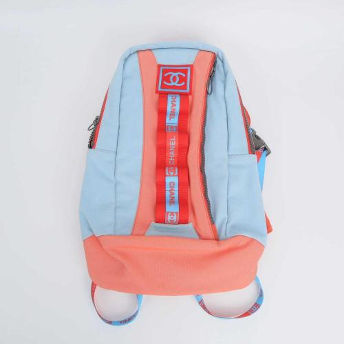 Chanel CHANEL Vintage 2002 Sport Line Blue & Coral Canvas Backpack