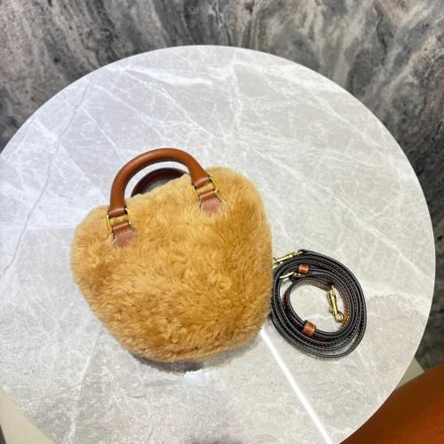 Celine CELINE Medium Heart Bag in Shearling and Calfskin Tan