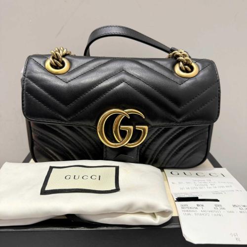 Gucci GG Marmont Matelassé Leather Shoulder Bag Black
