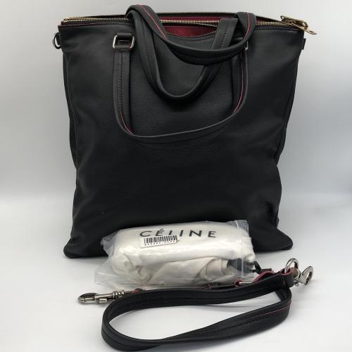 Celine Black Leather Tote Bag