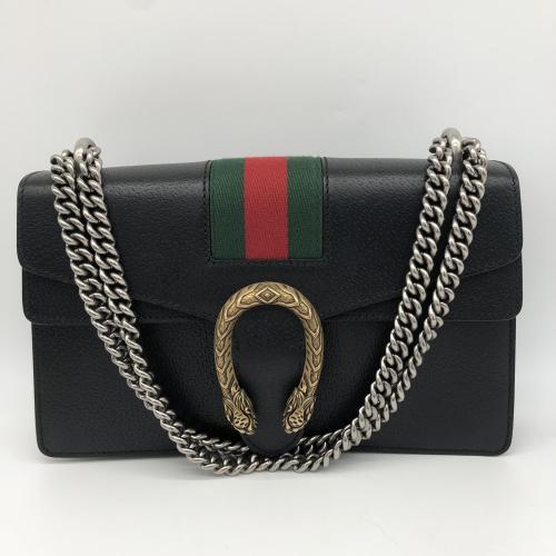 Gucci Black Leather Sylvie Shoulder Bag