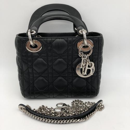 Christian Dior Black Leather Cannage Lady Dior Bag