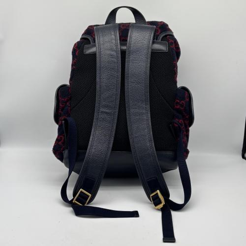 Gucci GG Monogram Wool Double-buckle Backpack photo 2