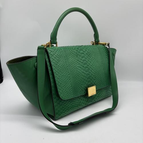 Celine Green Python Leather Trapeze Handbag photo 5