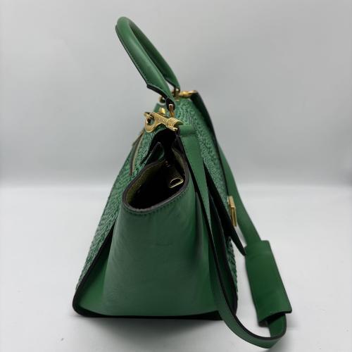 Celine Green Python Leather Trapeze Handbag photo 7
