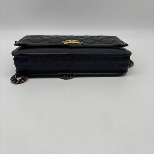 Chanel Quilted Lambskin Double Stitch Boy Wallet On Chain photo 6