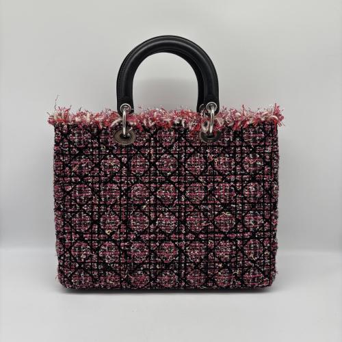 Christian Dior Tweed Cannage Fringe Lady Dior Satchel photo 2