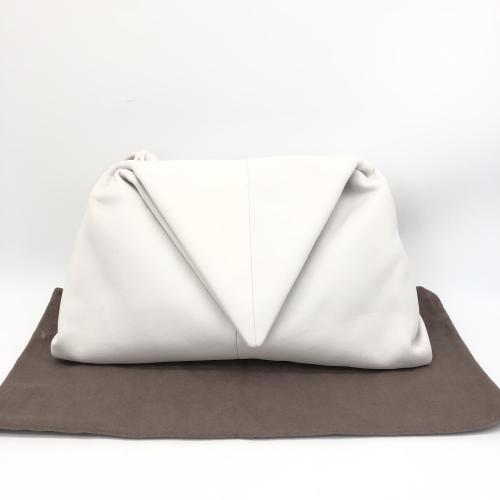 Bottega Veneta White Leather BV Trine Angular Clutch