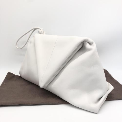 Bottega Veneta White Leather BV Trine Angular Clutch photo 3