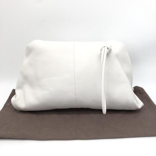 Bottega Veneta White Leather BV Trine Angular Clutch photo 5