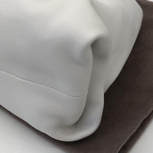 Bottega Veneta White Leather BV Trine Angular Clutch photo 8