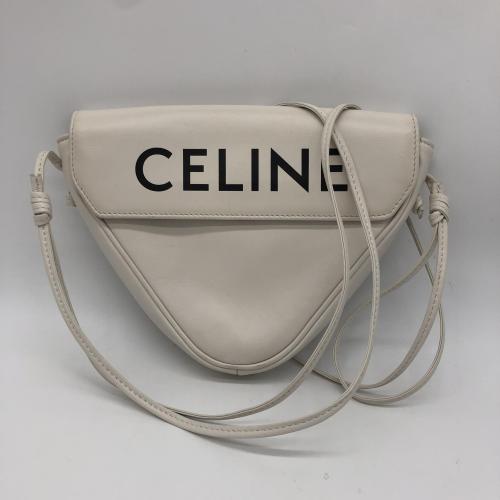 Celine White Leather Smooth Calfskin Triangle Bag