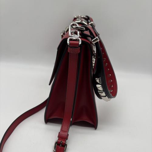 Prada Red Leather City Calf and Saffiano Studded Elektra Crossbody photo 7