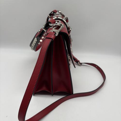 Prada Red Leather City Calf and Saffiano Studded Elektra Crossbody photo 8