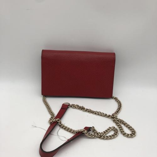 Gucci Red Leather Interlocking G Wallet On Chain photo 2