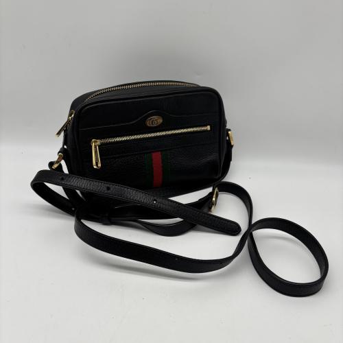 Gucci Black Textured Leather Ophidia Shoulder Bag photo 3