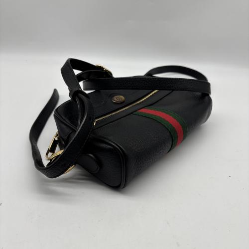 Gucci Black Textured Leather Ophidia Shoulder Bag photo 5