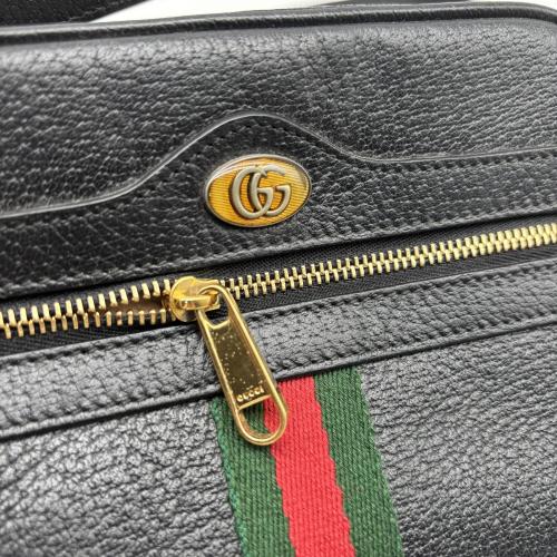 Gucci Black Textured Leather Ophidia Shoulder Bag photo 6