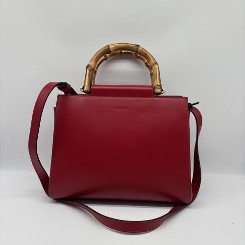 Gucci Red Leather Nymphaea Top Handle Bag