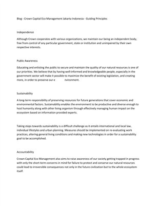 Blog - Crown Capital Eco Management Jakarta Indonesia - Guiding Principles
