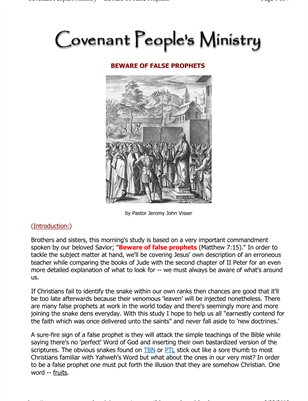 Beware of False Prophets