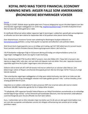 Koyal Info Mag Tokyo Financial Economy Warning News