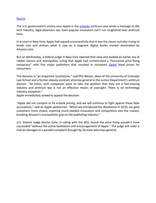 Ruling seen Apple e-book warning to tech industry