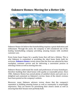 Oakmere Homes: Moving for a Better Life