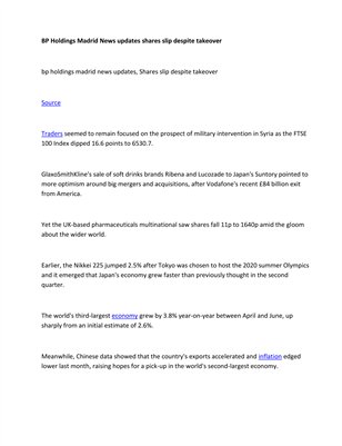 BP Holdings Madrid News updates shares slip despite takeover