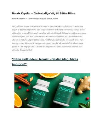 Nourix Kapslar – Din Naturliga Väg till Bättre Hälsa