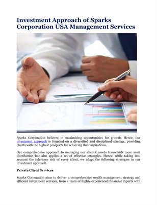 Investment Approach of Sparks Corporation USA Management Services